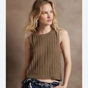 Sleeveless Brown Knit Sweater